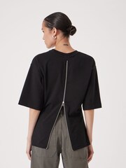 Hush Black Zip Detail T-Shirt - Image 3 of 5