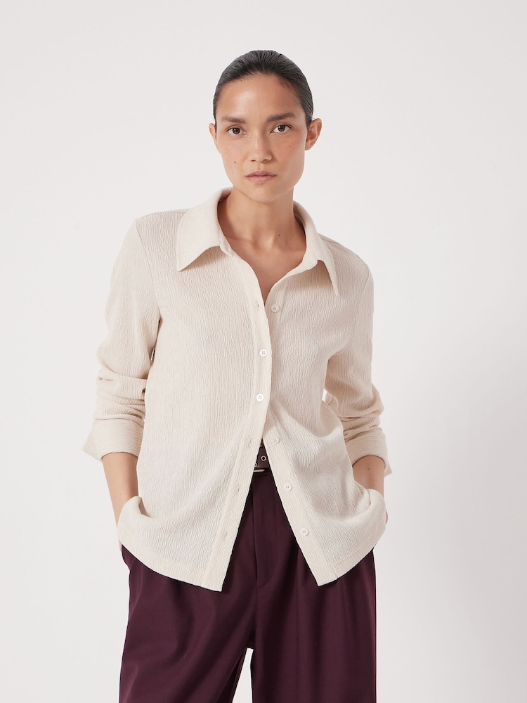 Hush Cream Textured Slim Shirt - Image 1 of 5