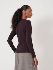 Hush Purple Button Ribbed Long Sleeve Top - Image 3 of 5
