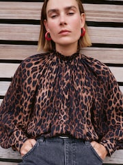 Hush Brown Fleur Floaty Chiffon Blouse - Image 1 of 6