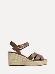 Linzi Light Brown Sheena Cross-Over Front Wedge Sandals - Image 2 of 5