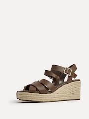 Linzi Light Brown Sheena Cross-Over Front Wedge Sandals - Image 3 of 5