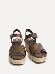 Linzi Light Brown Sheena Cross-Over Front Wedge Sandals - Image 4 of 5