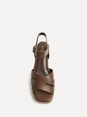 Linzi Light Brown Sheena Cross-Over Front Wedge Sandals - Image 5 of 5