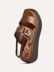 Linzi Brown Shift Double Strap Flatform Sandals With Buckle Detail - Image 3 of 5