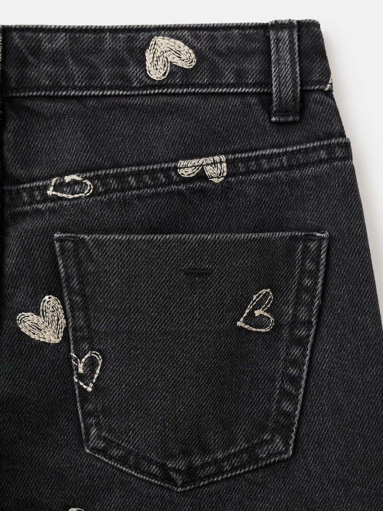 Mango Black Jeans With Embroidered Heart - Image 5 of 5