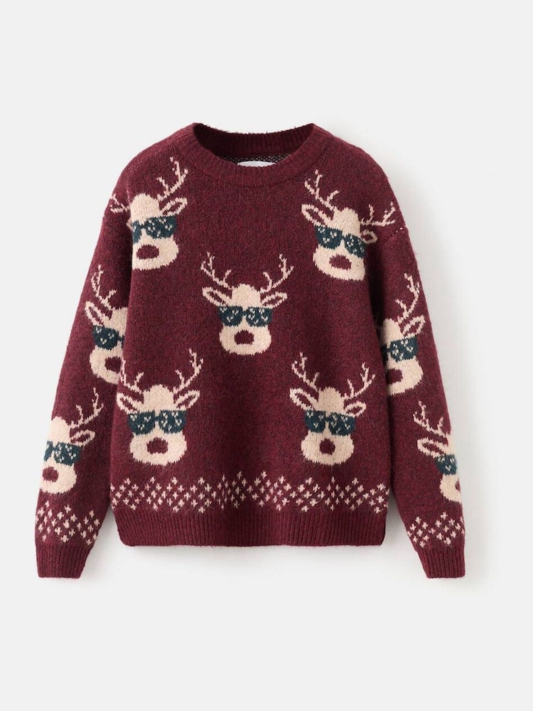 Mango Red Reindeer Christmas Jumper - Image 2 of 4