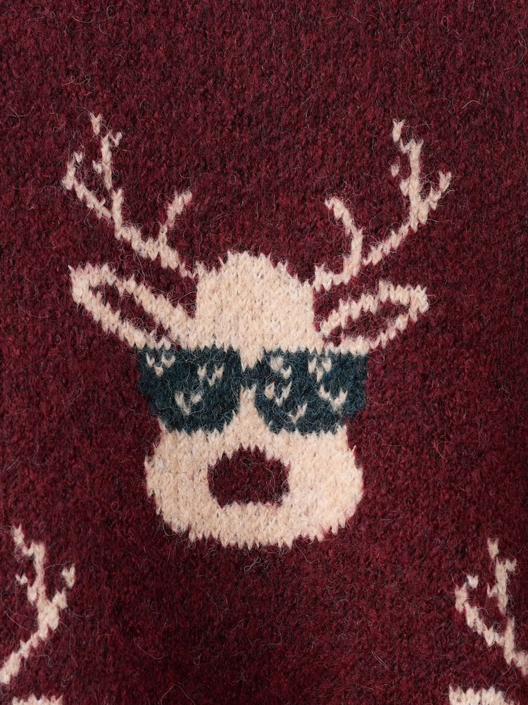 Mango Red Reindeer Christmas Jumper - Image 4 of 4