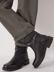 Hush Black Leather Slouchy Biker Boots - Image 2 of 2