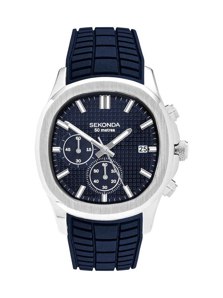 Sekonda Octaire 40mm Mens TV Chronograph Watch with Blue Strap - Image 2 of 6