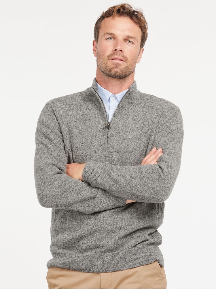 Barbour® Grey Essential Tisbury Half Zip Jumper - Image 1 of 5