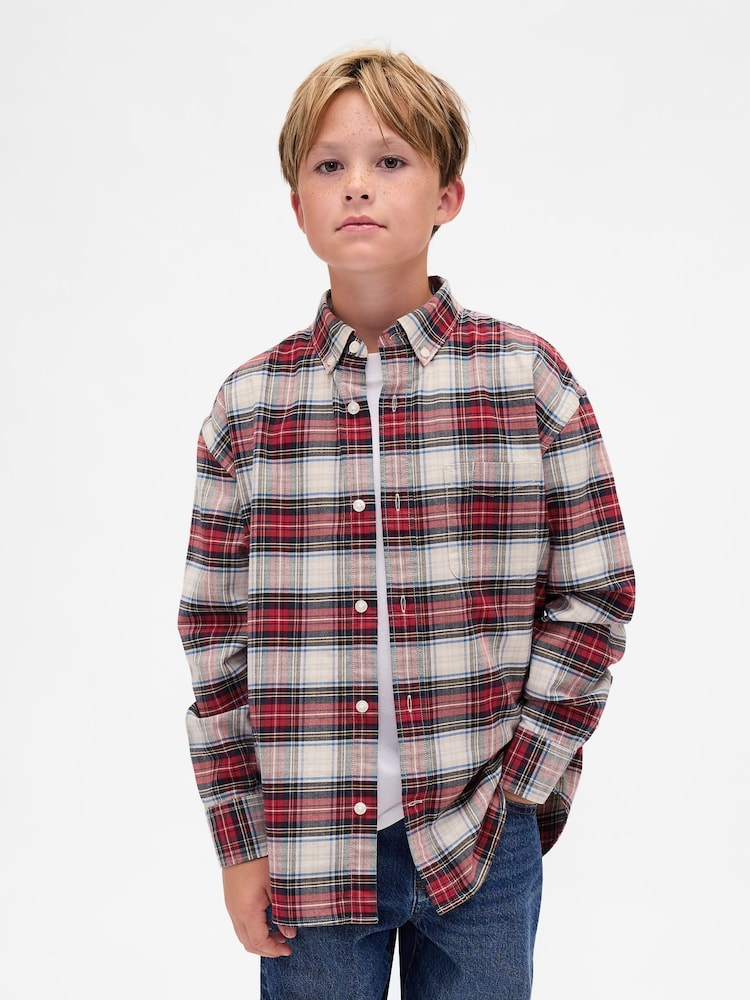 Gap Red Relaxed Oxford Shirt (4-13yrs) (4-13yrs) - Image 1 of 5 Gap Red Relaxed Oxford Shirt (4-13yrs) (4-13yrs) - Image 1 of 5