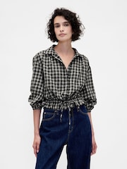 Gap Black Flannel Elasticated Waist Top - Image 1 of 3