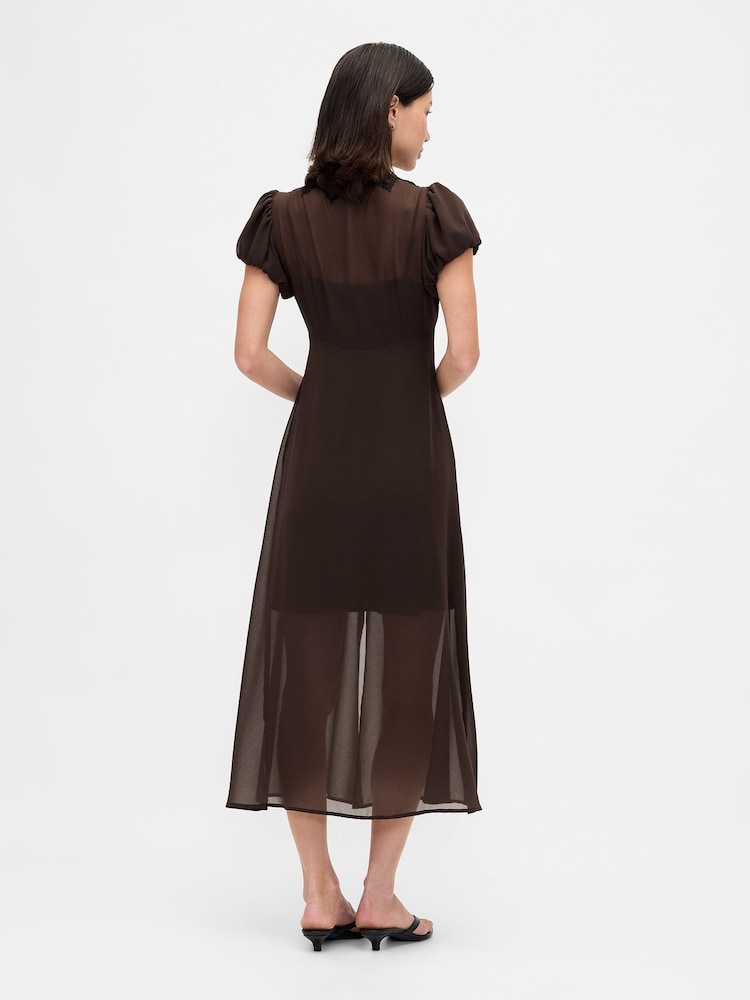 Gap Brown Lace-Trim V Neck Maxi Dress - Image 2 of 4 Gap Brown Lace-Trim V Neck Maxi Dress - Image 2 of 4