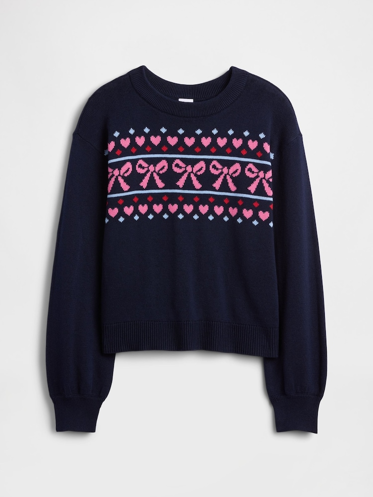 Gap Navy Relaxed Intarsia Sweatshirt (4-13yrs) - Image 1 of 3