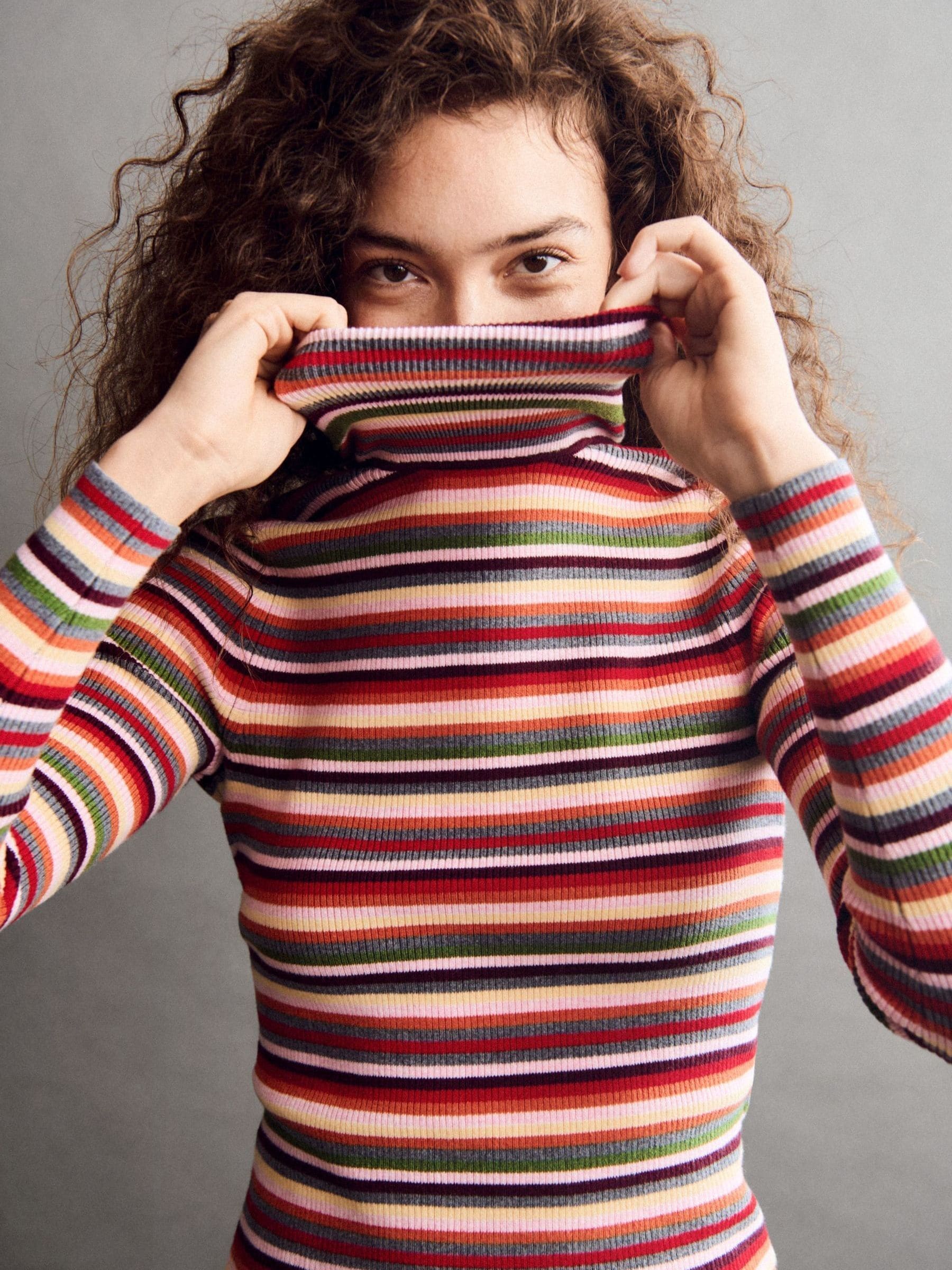 Buy Gap Pink Stripe CashSoft Stretch Turtle Neck Jumper from the