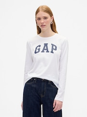Gap White Long Sleeve Logo T-Shirt - Image 1 of 4
