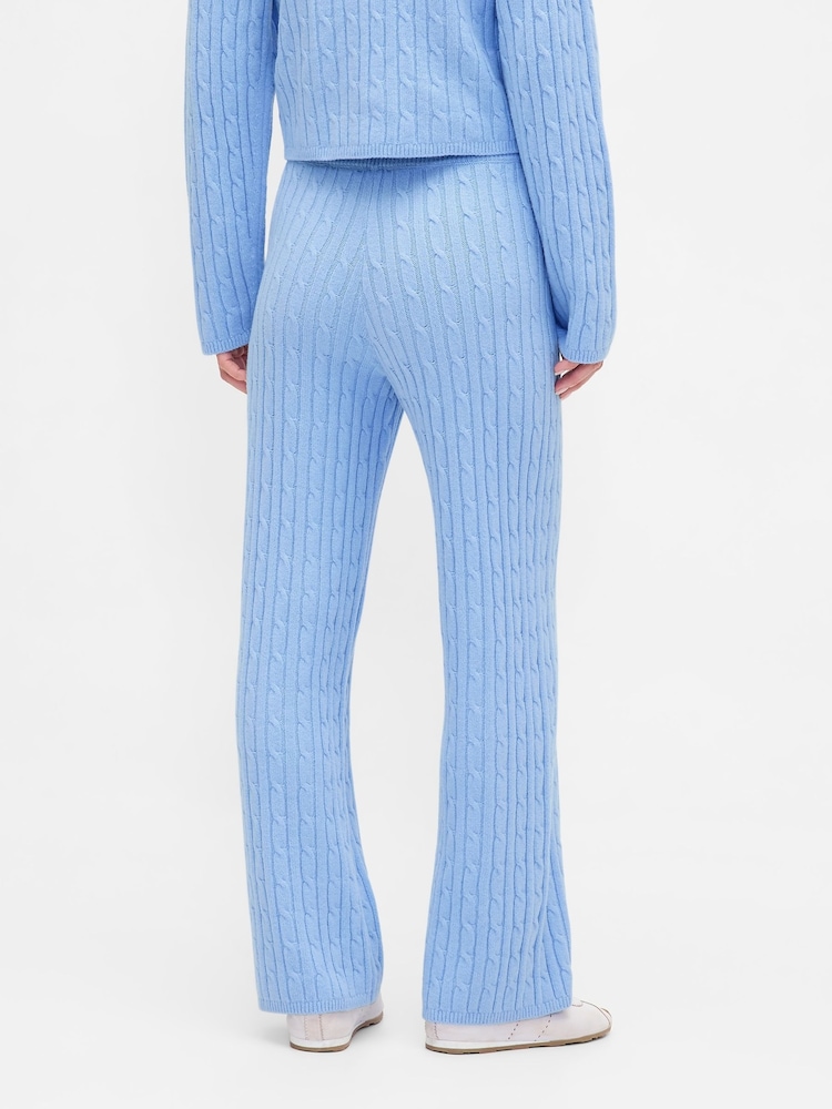 Gap Blue CashSoft Cable Knit Joggers - Image 2 of 4 Gap Blue CashSoft Cable Knit Joggers - Image 2 of 4