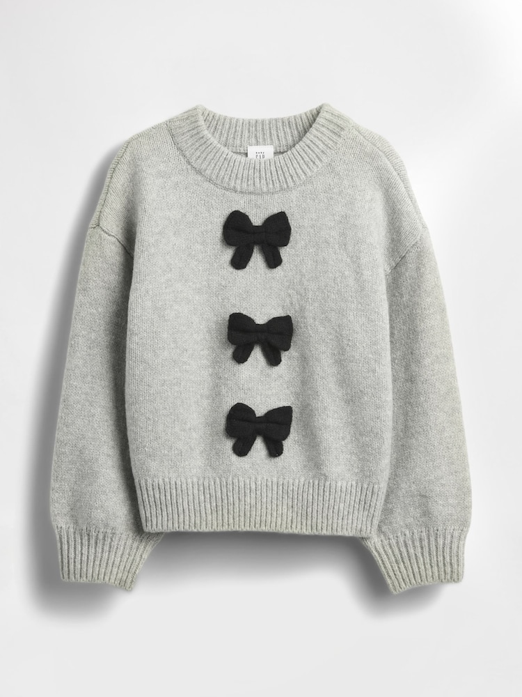 Gap Grey CashSoft Bow Jumper (6mths-5yrs) (6mths-5yrs) - Image 1 of 2 Gap Grey CashSoft Bow Jumper (6mths-5yrs) (6mths-5yrs) - Image 1 of 2
