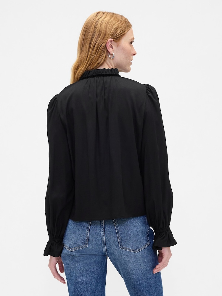Gap Black Relaxed Ruffle Top - Image 2 of 5 Gap Black Relaxed Ruffle Top - Image 2 of 5