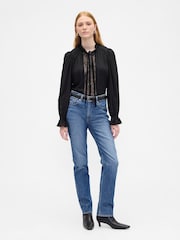 Gap Black Relaxed Ruffle Top - Image 3 of 5