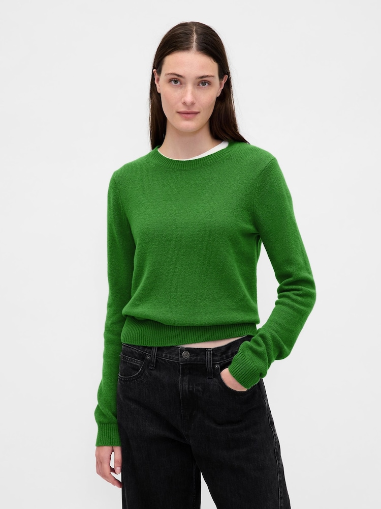Gap Green CashSoft Crew Neck Jumper - Image 1 of 4 Gap Green CashSoft Crew Neck Jumper - Image 1 of 4