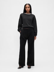 Gap Black VintageSoft Jewel-Neck Crop Sweatshirt - Image 3 of 4