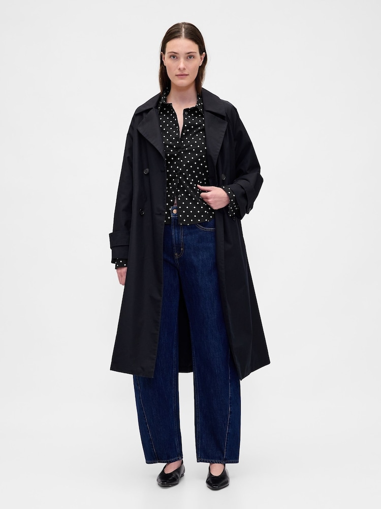 Gap Black Cotton Fitted Crop Shirt - Image 3 of 3 Gap Black Cotton Fitted Crop Shirt - Image 3 of 3