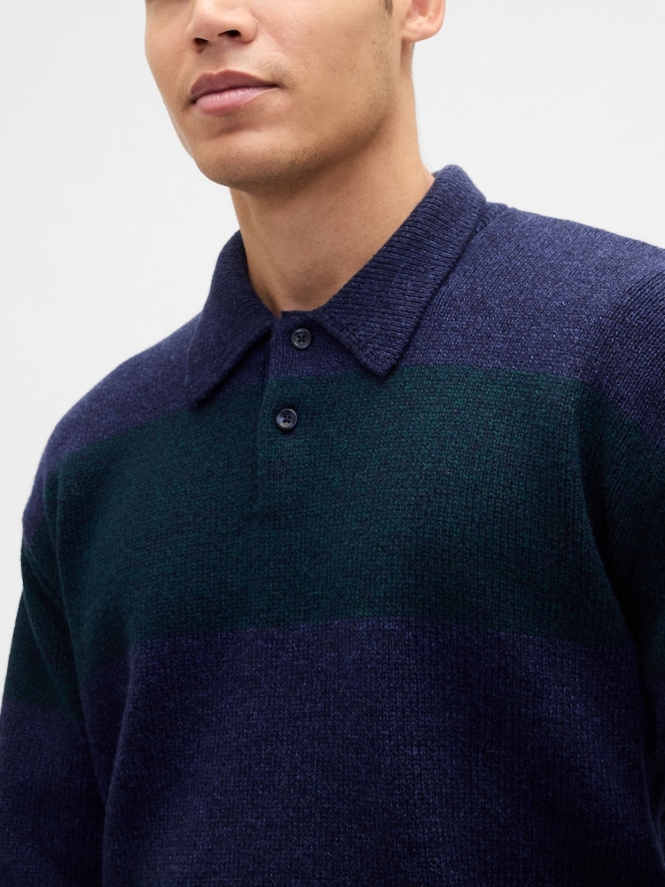 Verde - Gap Rugby Stripe Relaxed Polo Jumper - Imagen 5 de 5 Verde - Gap Rugby Stripe Relaxed Polo Jumper - Imagen 5 de 5