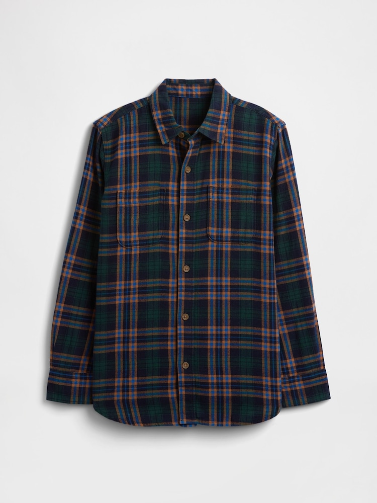 Gap Green Check Flannel Shirt (4-13yrs) (4-13yrs) - Image 1 of 3 Gap Green Check Flannel Shirt (4-13yrs) (4-13yrs) - Image 1 of 3
