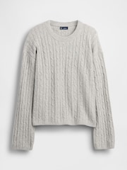 Gap Grey CashSoft Oversized Cable-Knit Crew neck Jumper - Image 3 of 4