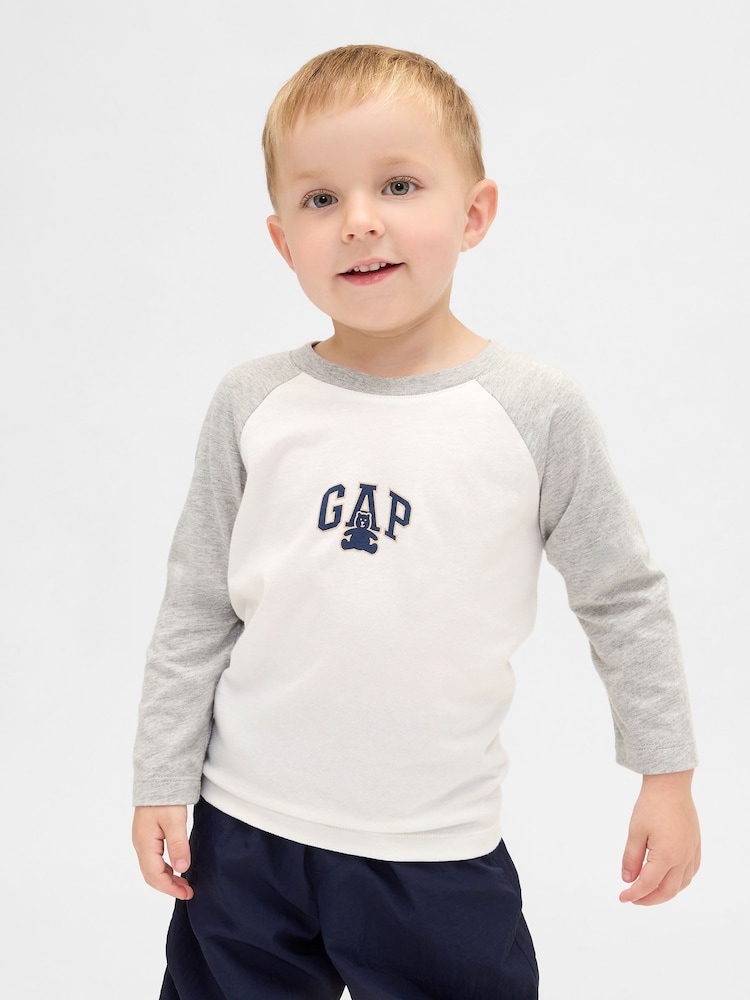 Gap White/Grey Logo T-Shirt (6mths-5yrs) - Image 1 of 2 Gap White/Grey Logo T-Shirt (6mths-5yrs) - Image 1 of 2
