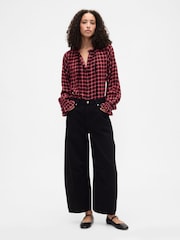 Gap Red Check Relaxed Ruffle Top - Image 3 of 5