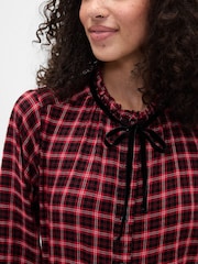 Gap Red Check Relaxed Ruffle Top - Image 4 of 5