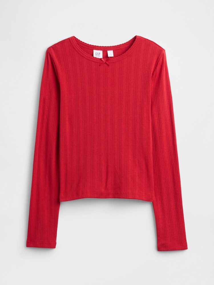 Gap Red Ribbed Pointelle T-Shirt (4-13yrs) (4-13yrs) - Image 1 of 3