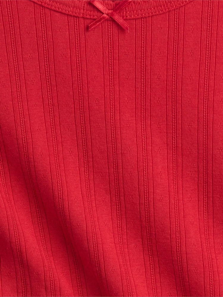 Gap Red Ribbed Pointelle T-Shirt (4-13yrs) (4-13yrs) - Image 3 of 3