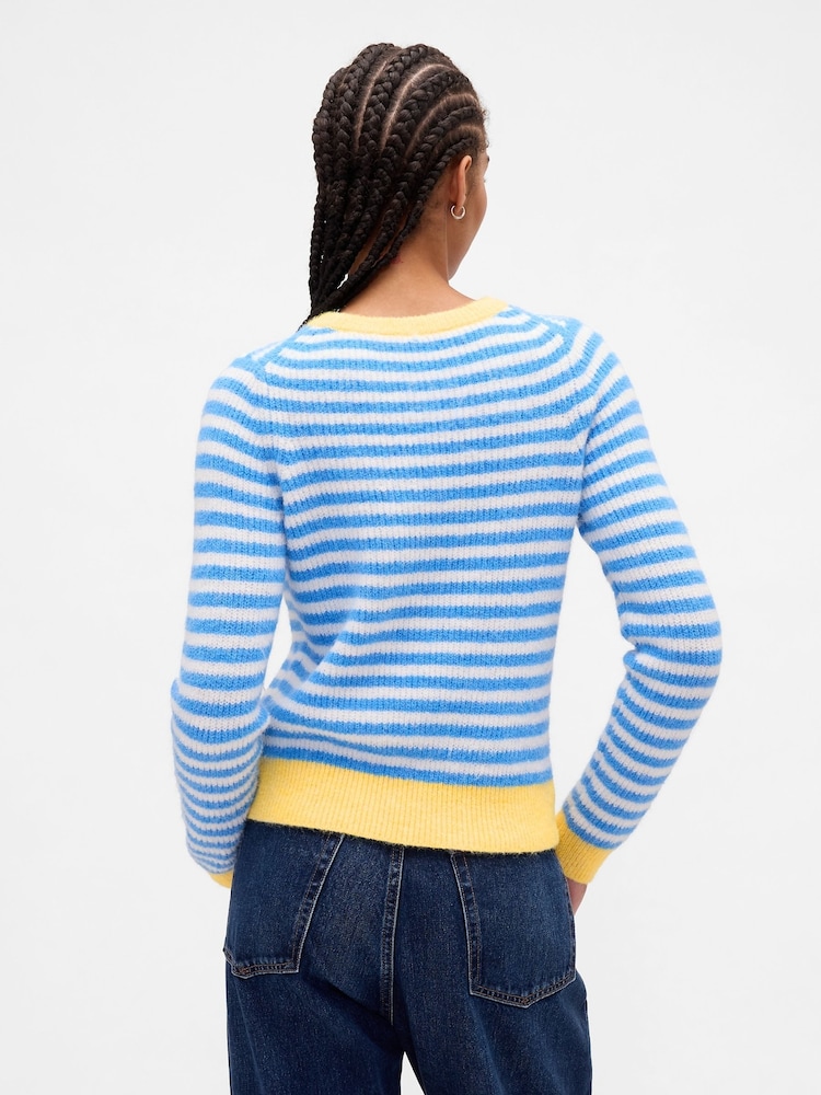 Gap Blue Stripe CashSoft Crew Neck Jumper - Image 2 of 4 Gap Blue Stripe CashSoft Crew Neck Jumper - Image 2 of 4
