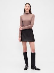 Gap Brown Vegan Leather Mini Skort - Image 1 of 4