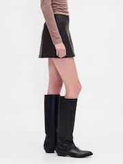 Gap Brown Vegan Leather Mini Skort - Image 3 of 4