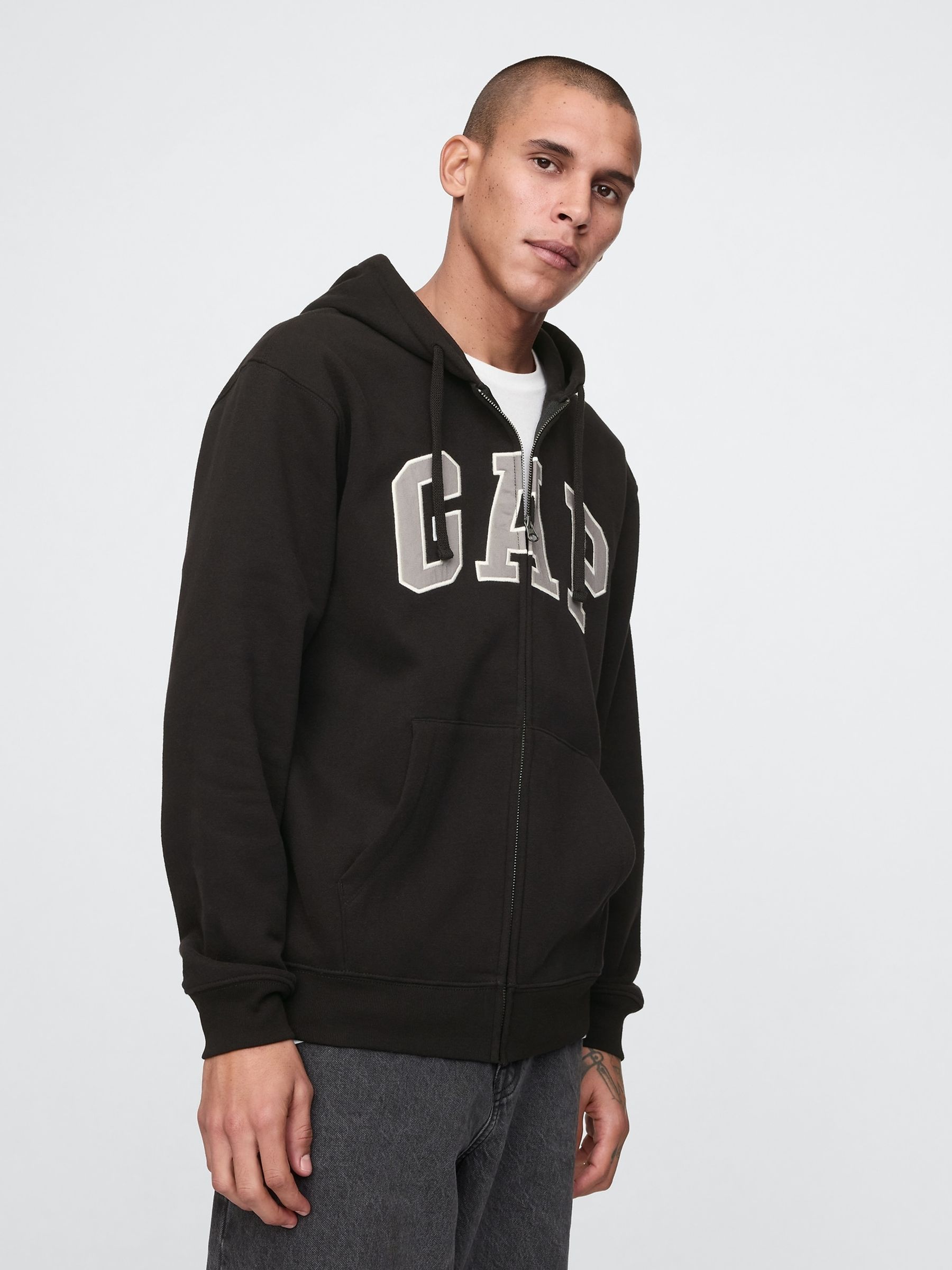 Buy Gap Black VintageSoft Arch Logo Zip Hoodie from Next Romania