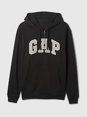 Negro - Sudadera con capucha y cremallera con logo en arco VintageSoft de Gap - Imagen 7 de 8