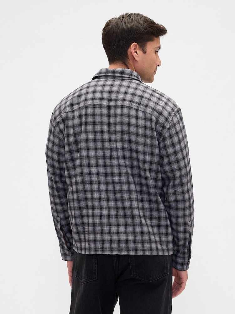 Gap Grey Flannel Shirt in Boxy Fit - Image 2 of 5 Gap Grey Flannel Shirt in Boxy Fit - Image 2 of 5