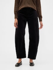 Gap Black High Waisted Barrel Velvet Trousers - Image 1 of 4