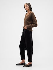 Gap Black High Waisted Barrel Velvet Trousers - Image 4 of 4