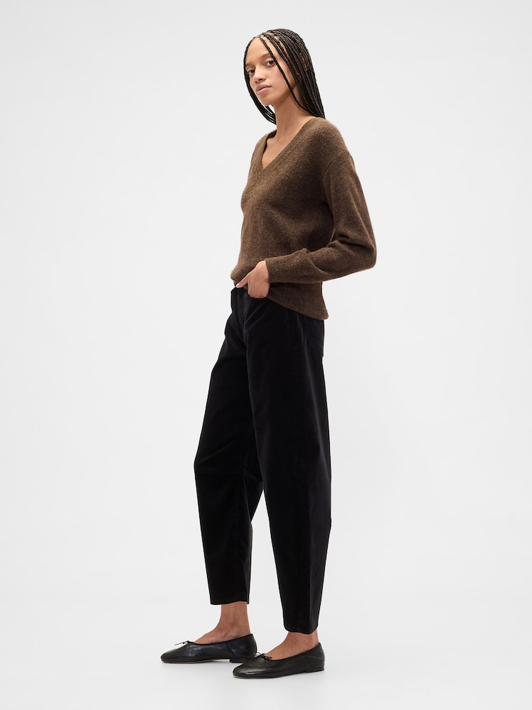 Gap Black High Waisted Barrel Velvet Trousers - Image 4 of 4