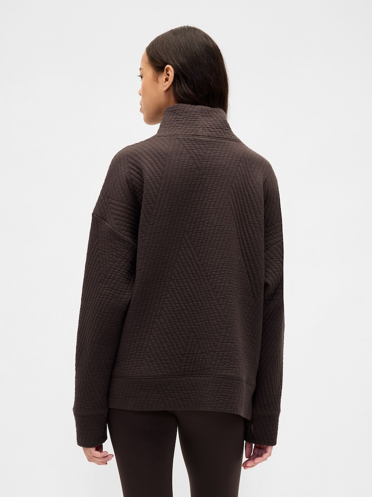 Gap Brown Quilted Jacquard Knit Funnel-Neck Pullover Jumper - Image 2 of 3 Gap Brown Quilted Jacquard Knit Funnel-Neck Pullover Jumper - Image 2 of 3