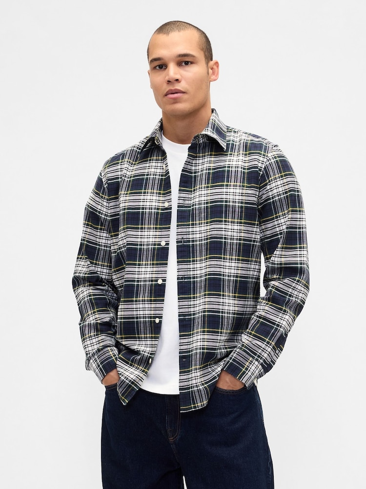 Gap Navy Blue Check Oxford Shirt - Image 1 of 4 Gap Navy Blue Check Oxford Shirt - Image 1 of 4