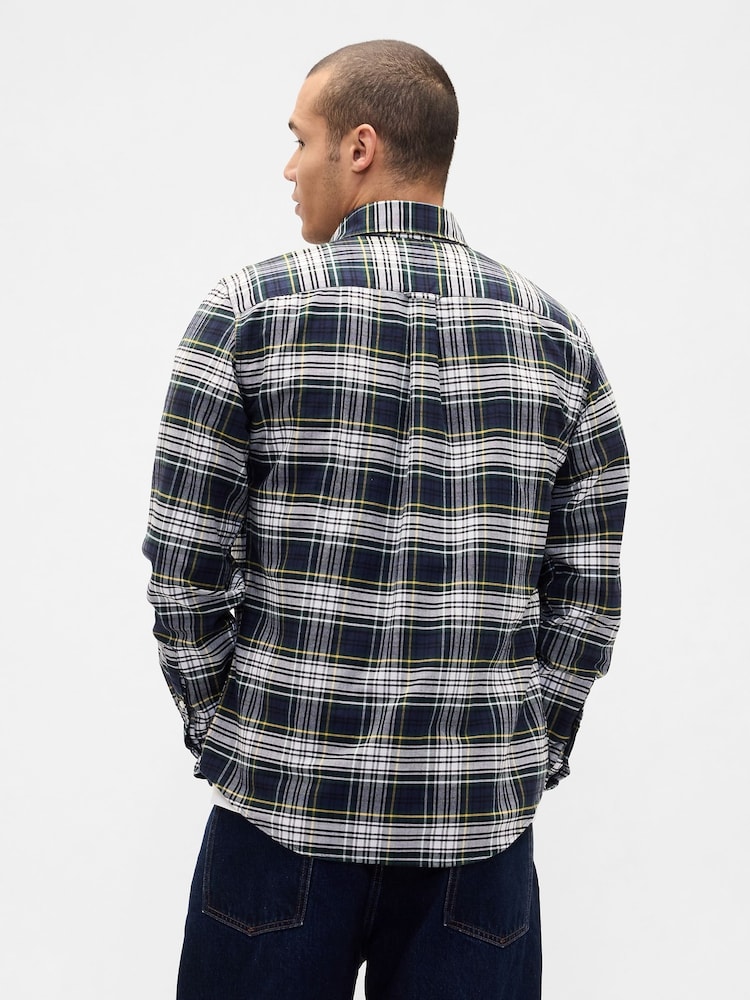 Gap Navy Blue Check Oxford Shirt - Image 2 of 4 Gap Navy Blue Check Oxford Shirt - Image 2 of 4