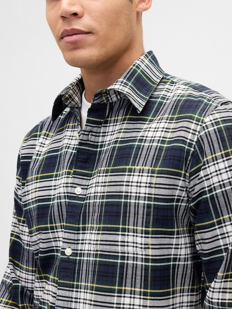 Gap Navy Blue Check Oxford Shirt - Image 4 of 4 Gap Navy Blue Check Oxford Shirt - Image 4 of 4