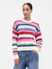 Gap Multi Relaxed Stripe Cropped Jumper - Image 1 of 5
